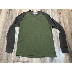 Realtree Green & Black Raglan Long Sleeve Thermal Henley Shirt Size L